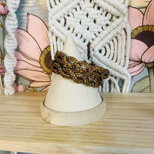 J Crew Rhinestone Bangle Bracelet Set of 2 Bronze Brown Colors‎